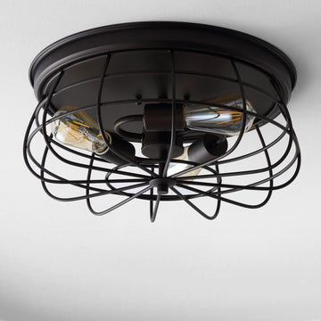 Calvia 15.7" Farmhouse Metal Cage Flush Mount - JONATHAN Y